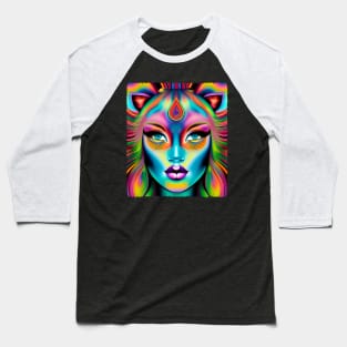 Catgirl DMTfied (27) - Trippy Psychedelic Art Baseball T-Shirt